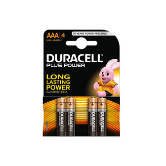 Duracell Plus AAA Alkaline Batterij 4 Stuks